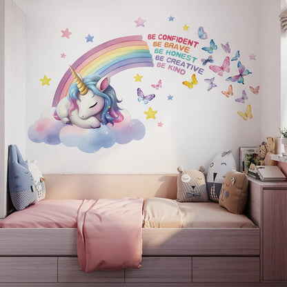 Unicorn Vinyl Child Wall Sticker For Baby Room Decoration Bedroom Accessories Furniture Sticker Adhesive Wallpaper Wall Decor