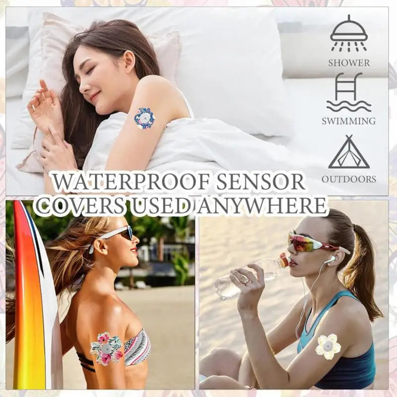 Blood Glucose Meter Sensor Fixing Patch Sweatproof Adhesive Strips 5pcs Set For Diabetic Monitoring Fitness Running Outdoor Use