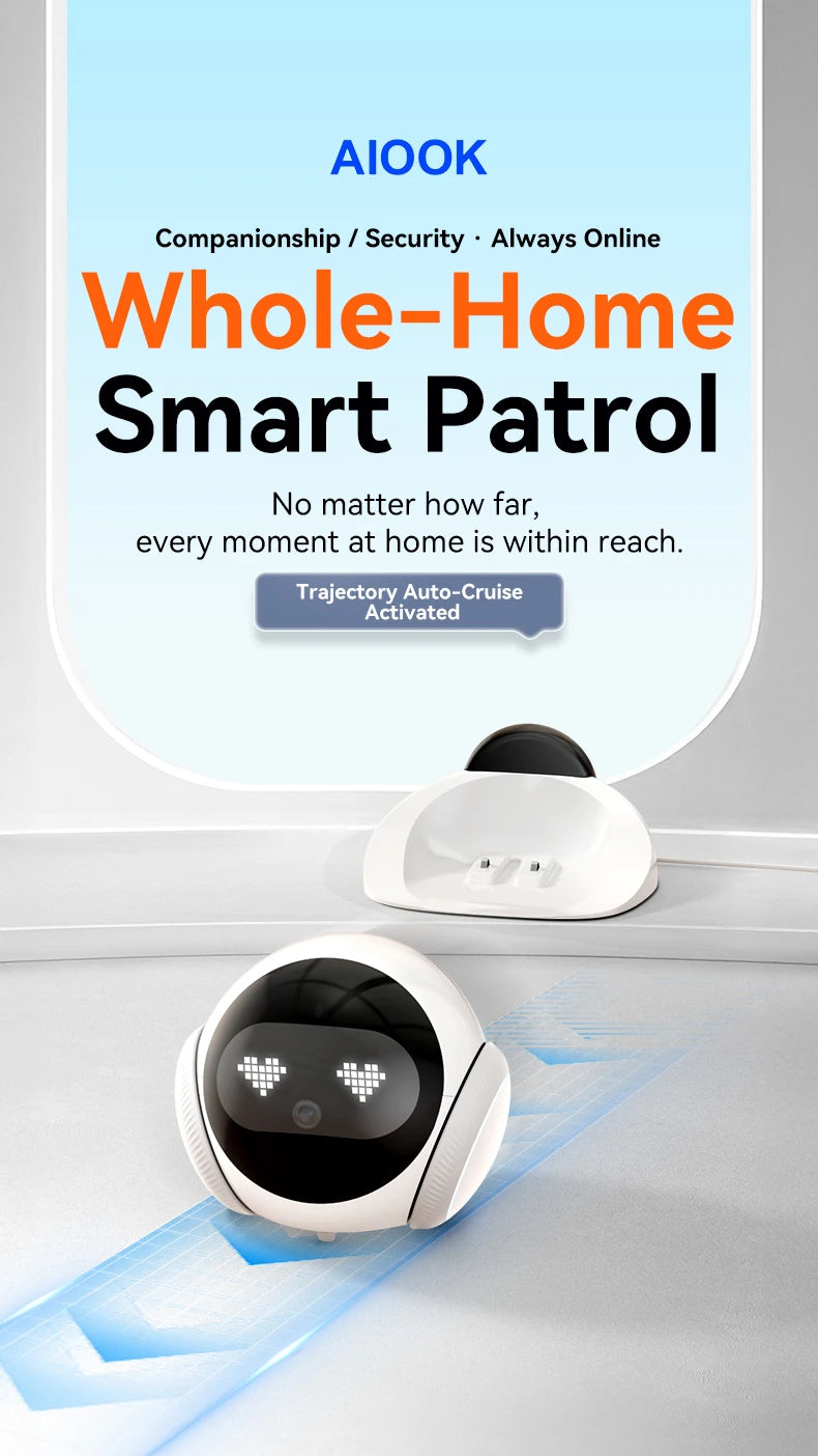 AIOOK Smart Robot Camera 5G WiFi HD 2K Camera Pet Tracking Laser Indicator TUYA Pet Camera Auto Charging Auto Obstacle Avoidance