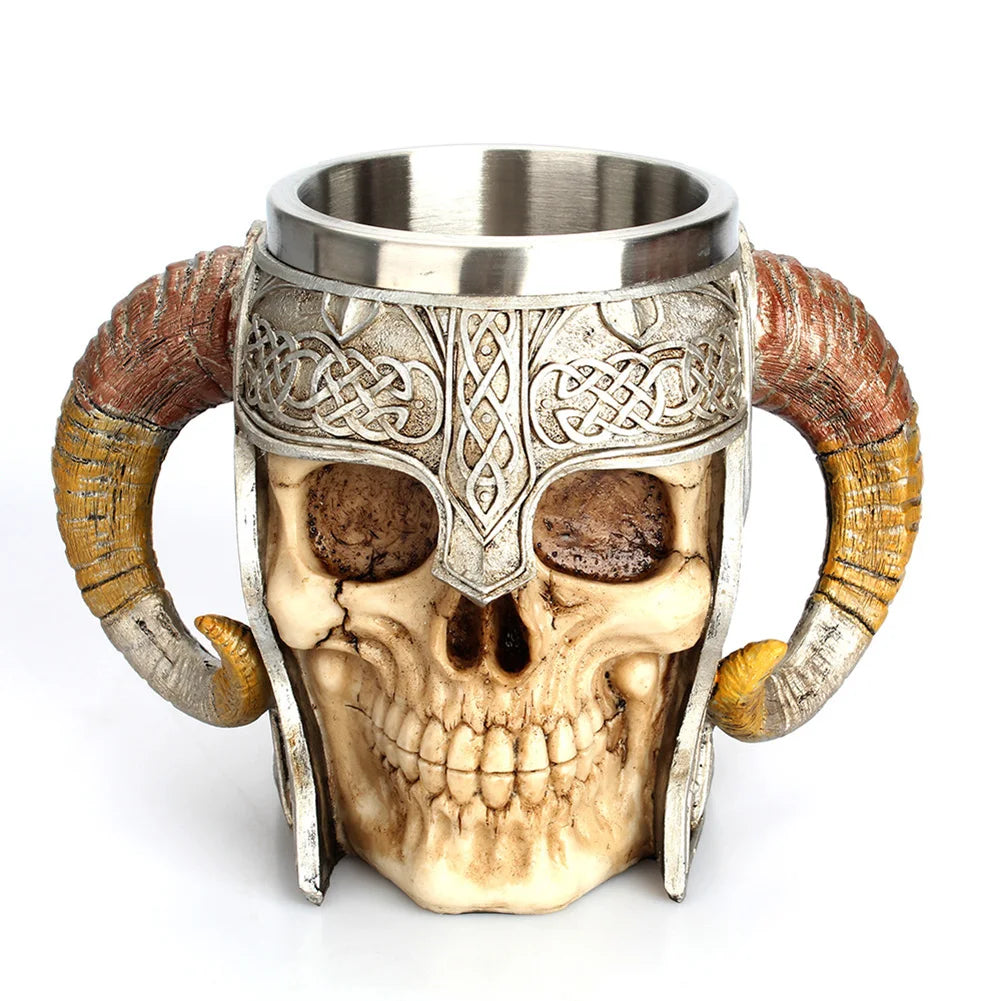 Wooden Barrel Beer Cup Stainless Steel Coffee Mug Viking Style Vintage Beer Mug Double Wall Drinking Cup Halloween Bar Drinkware
