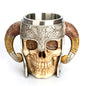 Wooden Barrel Beer Cup Stainless Steel Coffee Mug Viking Style Vintage Beer Mug Double Wall Drinking Cup Halloween Bar Drinkware