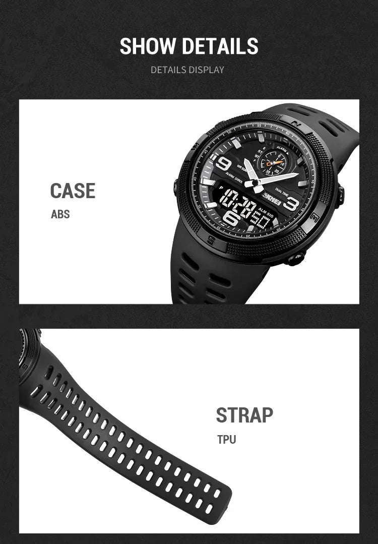 SKMEI  Outdoor Sports Men's Electronic 1655 Watch Dual Display Multi functional Waterproof Student Exploration Watch