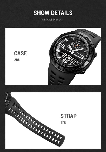 SKMEI  Outdoor Sports Men's Electronic 1655 Watch Dual Display Multi functional Waterproof Student Exploration Watch