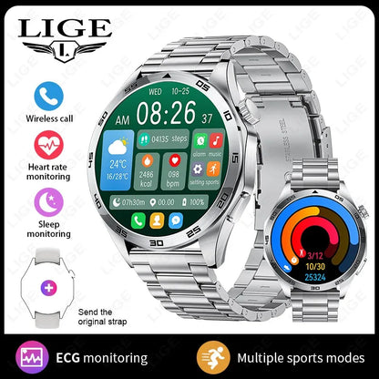 LIGE Micro Physical Examination ECG Smart Watch Men Bluetooth Call Heart Rate Blood Pressure Oxygen Health Smartwatch 2025 New