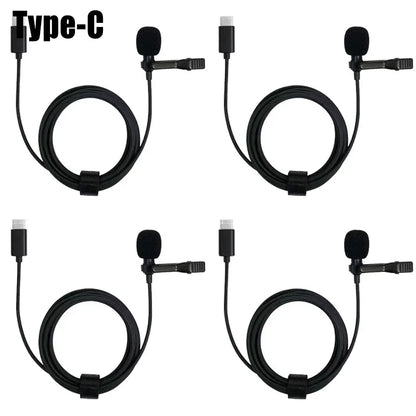 1-5pc Portable Lavalier Microphone Metal Clip Lapel Mic Wired 3.5mm/Type-C/USB For Mobile Phone Laptop DSLR Camera Lound Speaker