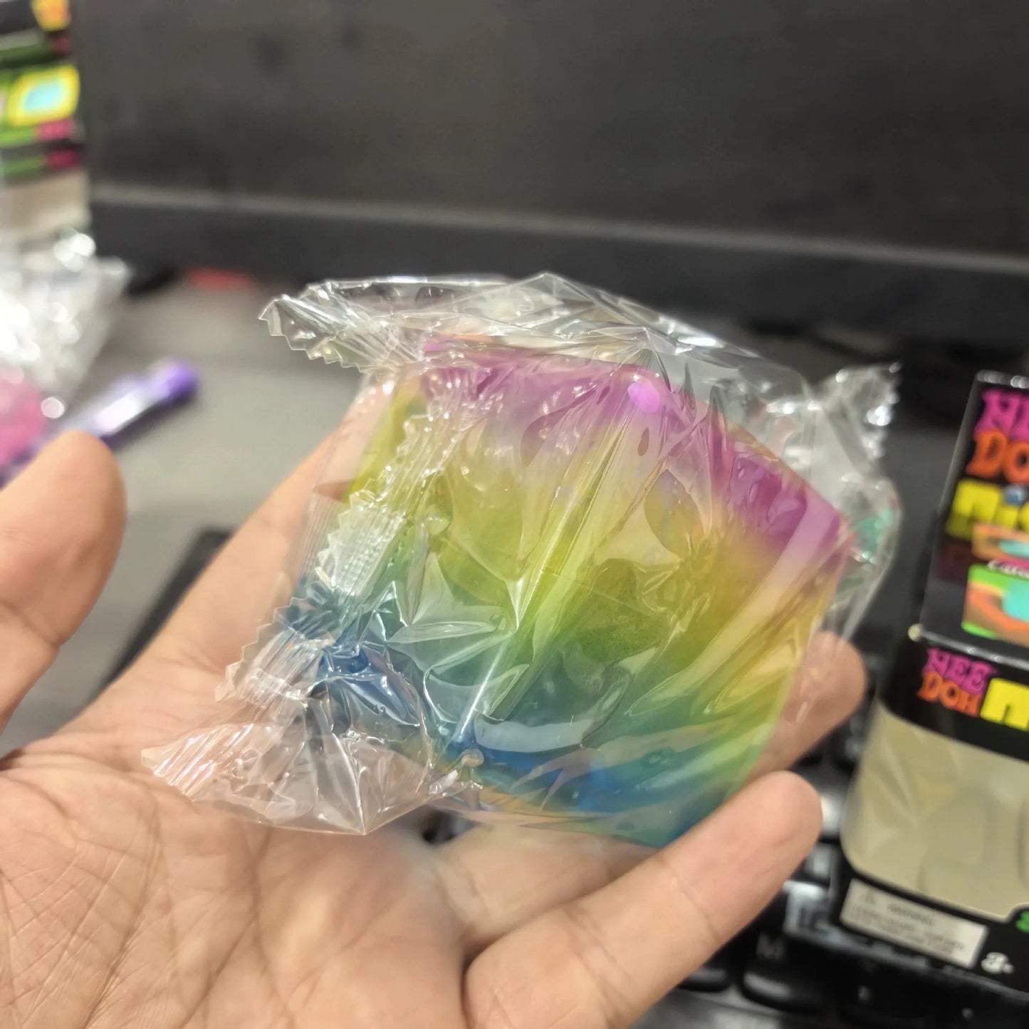 Schylling Nee Doh Rainbow Cube Soft Squishy Fidget Toy Fingertip Stress Relief Surprise Blind Box Sensory Relax Gift
