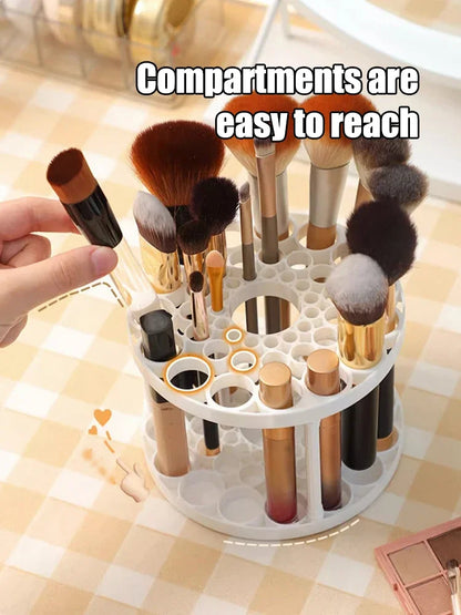 45-Hole Rotating Makeup Brush Stand – Keep Brushes Visible & Within Reach, Beauty Storage Organizer