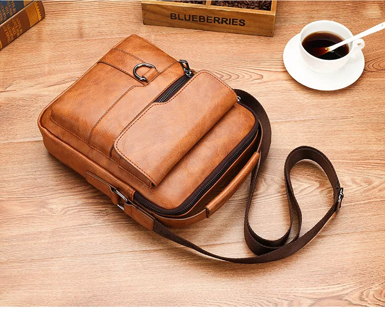 Brand Men Shoulder Bag for 9.7" iPad Men PU Leather Flaps Men's Crossbody Bags Business Flap Male Solid Messenger Bag Travel Bag