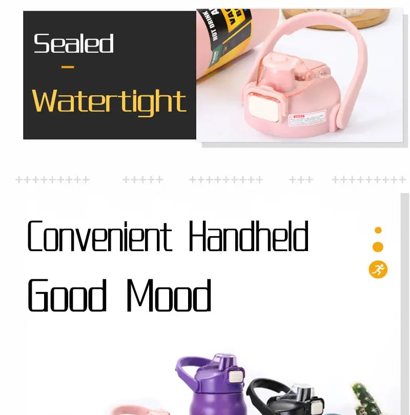 Stainless Steel Vacuum Bottle Large Capacity 1.2L/1.5L Insulated Thermo Water Flask Dual Use Lids Direct Straw Sport Gym Tumbler