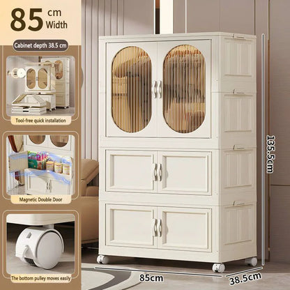 Foldable Baby Closet Plastic Infant Wardrobe Children's Clothing Storage Cabinet for Home Bedroom No Installation Needed