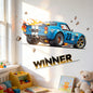 Children's Room Wall Decor Racing Stickers PVC Self-Adhesive Car Decals for Bedroom Closet Door Beautification