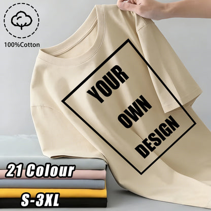 Men's Personalized T-shirt 100%Cotton Tee Custom Shirt Make Your Design Logo Text Men Women Design Your Gift Couple Tshirt