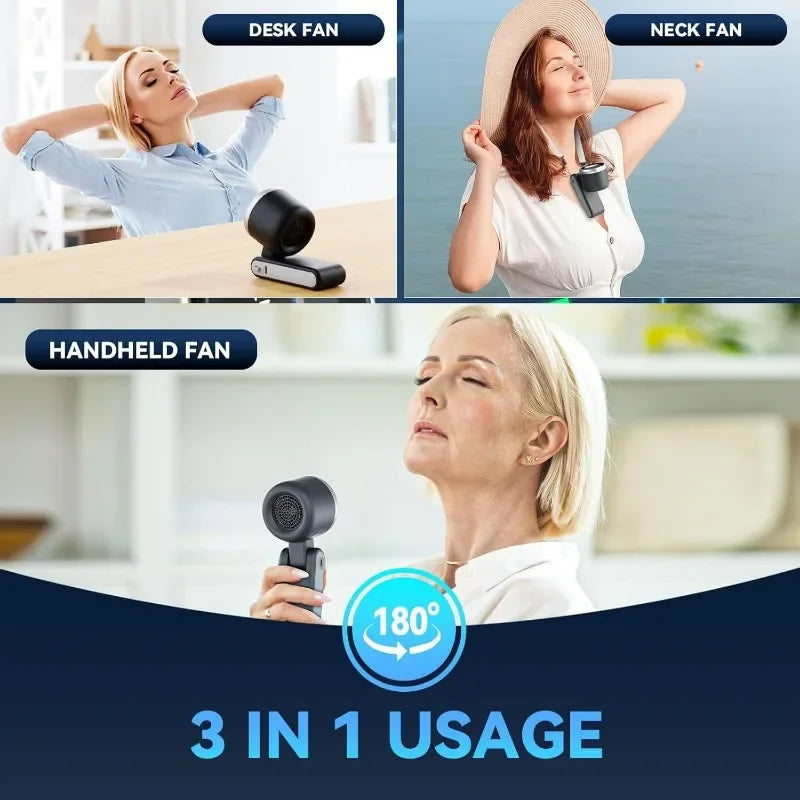 3-in-1 Fan, 5-speed, 1200mAh Rechargeable Lithium Battery, USB Charging, Travel Mini Fan