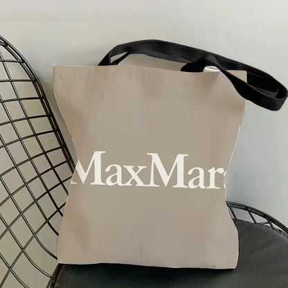 M-Max MaraS Brand Storage Bags Canvas Tote Bag Double-Sided Print Lightweight Shoulder Shopping Handbag for Daily Use