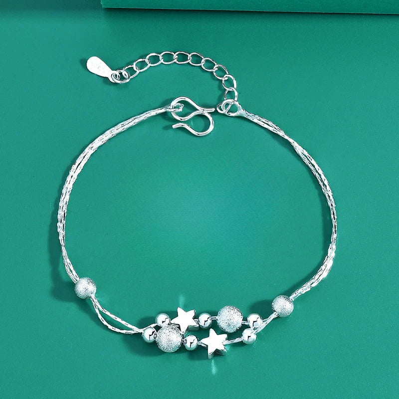 Fine 925 Sterling Silver Crystal Bracelets For Women Fashion Vintage Knot Adjustable Charm Bracelets Party Wedding Jewelry Gifts