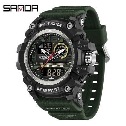 SANDA 3367 Men's Electronic Watch Large Dial Multi Functional Outdoor Waterproof Student Sports Electronic Watch