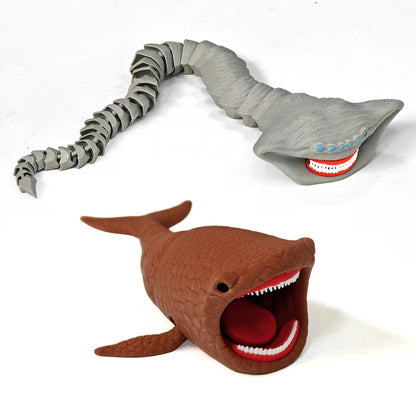Bloop Sea Monster 3D Printed Flexible Articulated Fidget Toy – Sea Eater Deep Sea Creature Collectible Stress Relief Desk Toy
