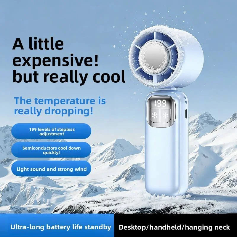 199 High Speed Handheld Fan 3000MAH Cooling Ice Cooler Rechargeable USB Brushless Motor  Jet Fan for Outdoor Travel Office