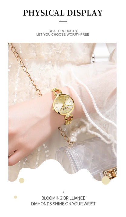 CURREN 9092 Quartz Watches Women Elegant Bracelet Stainless Steel Strap Rhinestone Fashion Ladies Simple Watch Gifts reloj mujer