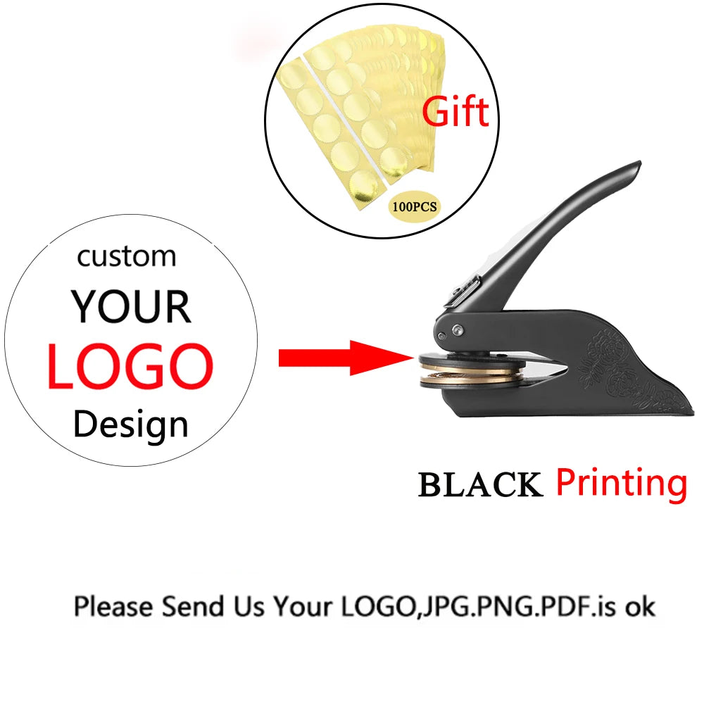 Customized Book Embossed Stamp Personalized Custom LOGO Embosser Seal Wedding Invitation Library Customize Embossing Paper Stamp