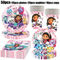 Gabby Dollhouse Birthday Party Supplies Plates Cups Tablecloth Napkins Gabby Cat Birthday Decoration Supply Kit Kids Party Favor