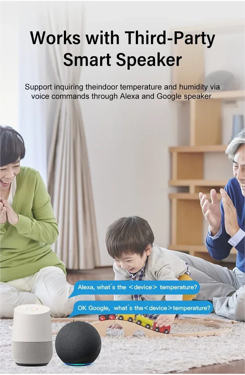 Tuya WiFi Temperature and Humidity Smart Home Thermometer Hygrometer APP Remote Alarm Work with Alexa Google Home