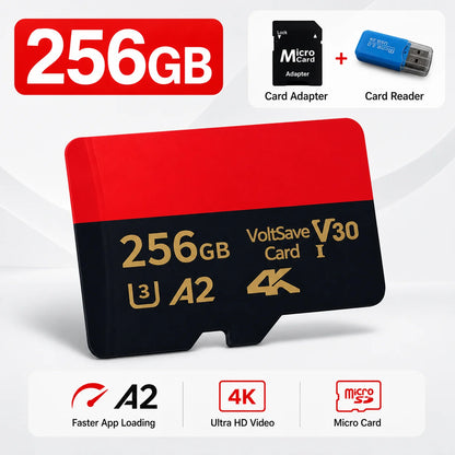 High Speed Micro TF SD Card 128GB 256GB Class10 U3 V30 for Camera Drone Driving Recorder Waterproof Memory Card