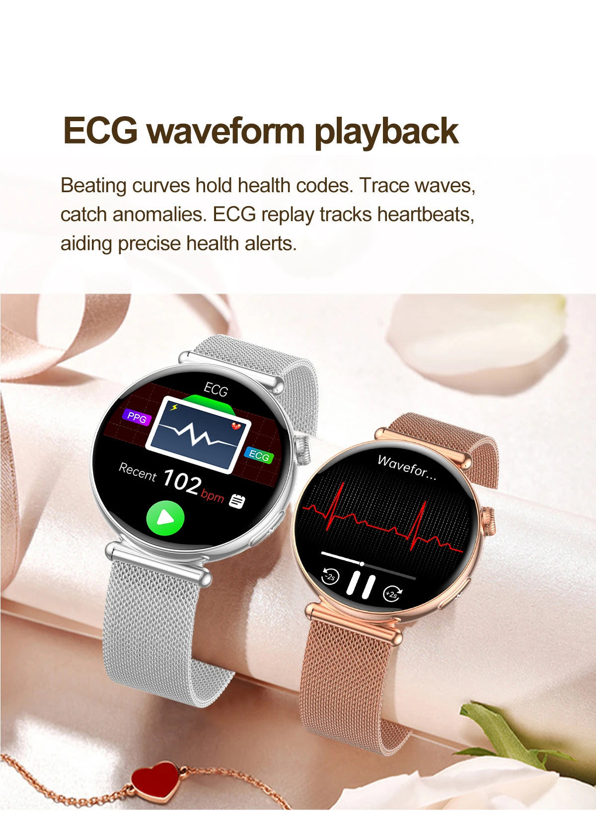 2026 New Women's Health Care Smartwatch ECG Blood Pressure Uric Acid Blood Lipids Sports IP68K Bluetooth call Fashion Smartwatch