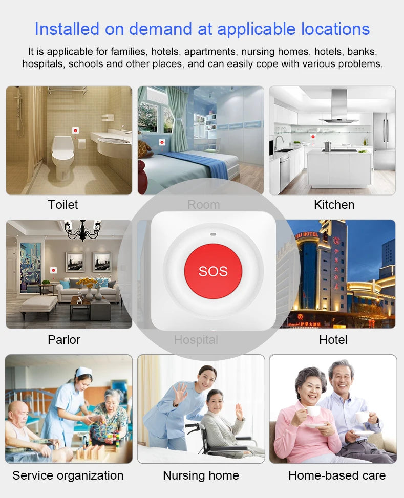 Smart Tuya WiFi/Zigbee Emergency SOS Button Wireless Call Button for Elderly and Patients Safety Alert System for Quick Help