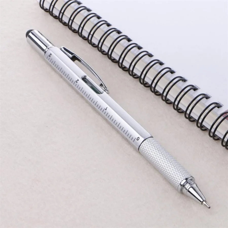 Multifunction Tech-Tool Pen with Ballpoint Pen Touch Screen Stylus Ruler Spirit Level Flat-head and Phillips Screwdriver - Idea