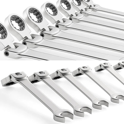 Flex-head Ratcheting Wrench Set,1Pcs Metric 6-24mm Chrome Vanadium Steel Universal Spanners for Car Repair Hand Tools