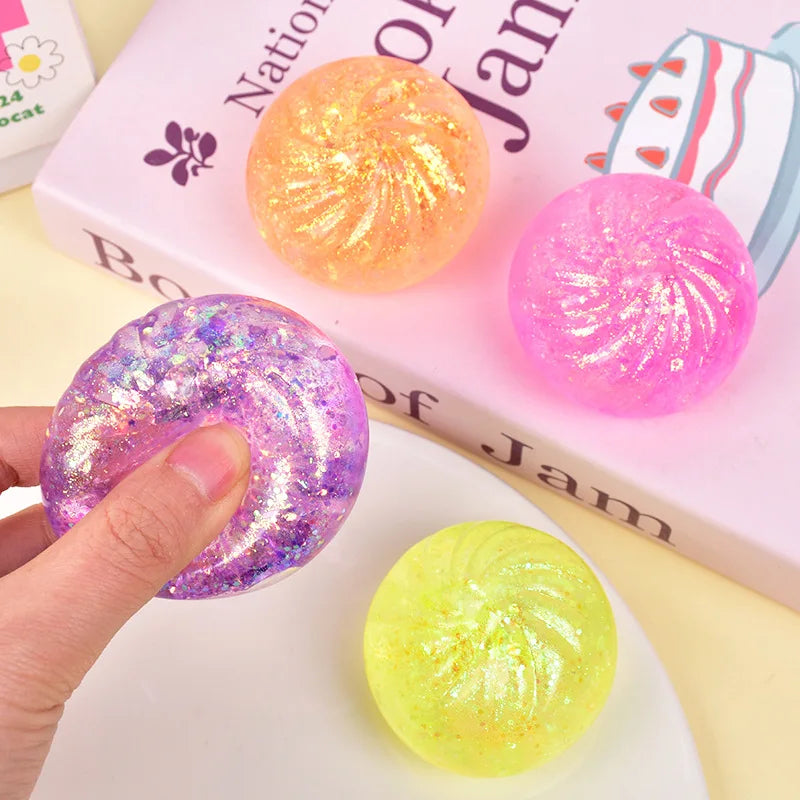 1/6pc Mini Glitter Dumpling Squishy with Box Dumplings Sensory Squeeze Toy for Stress Relief Random Color