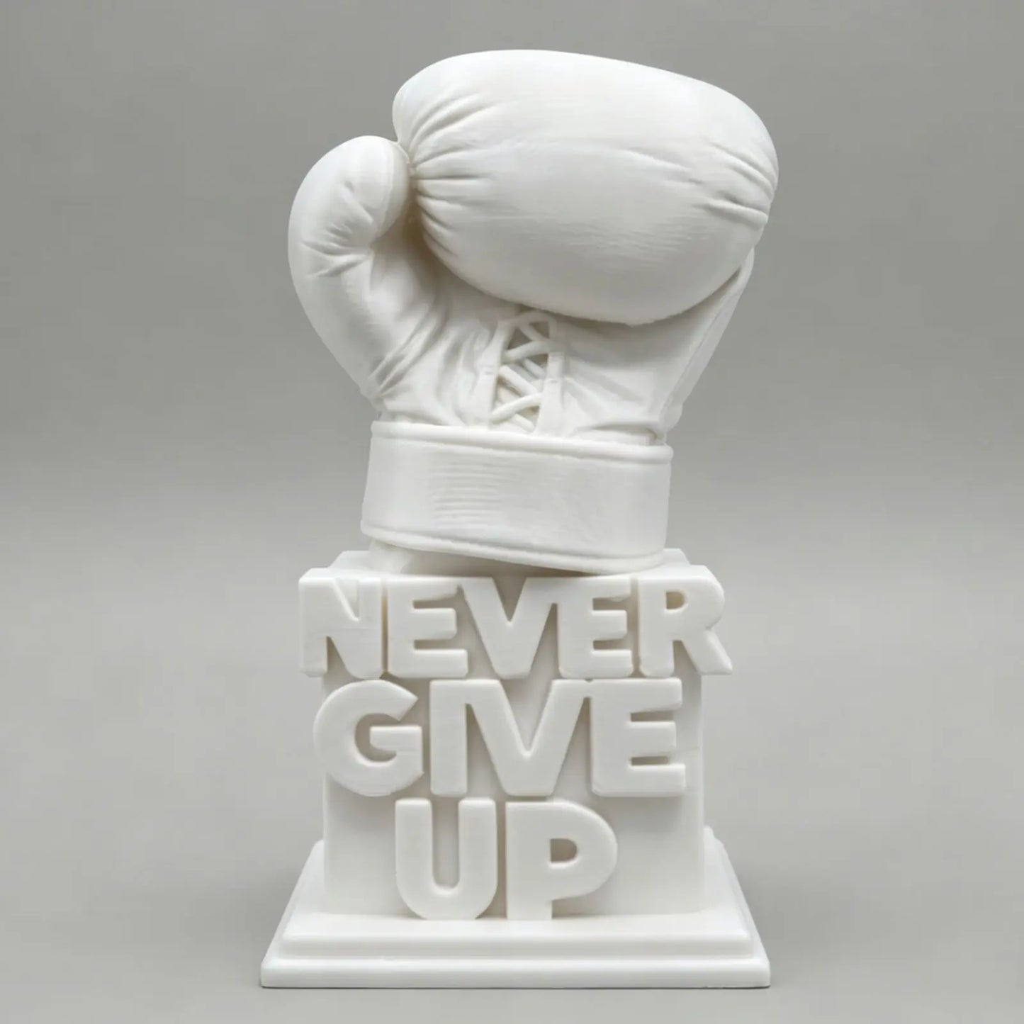 3D Printed "Never Give Up" Boxing Glove Figurine Inspirational Desk Decor Motivational Sculpture for Office Home Gift Birthday