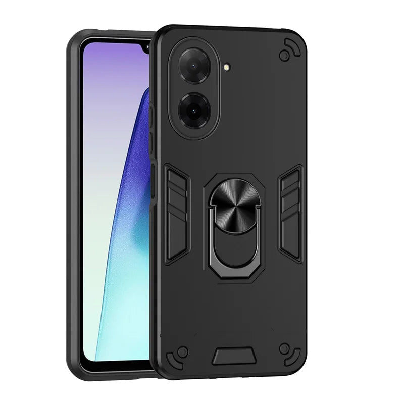 Armor Funda For Xiaomi Poco C71 4G Case Magnetic Holder Ring Armor Cases For Poko Little C71 C 71 PocoC71 4G Lens Protect Cover