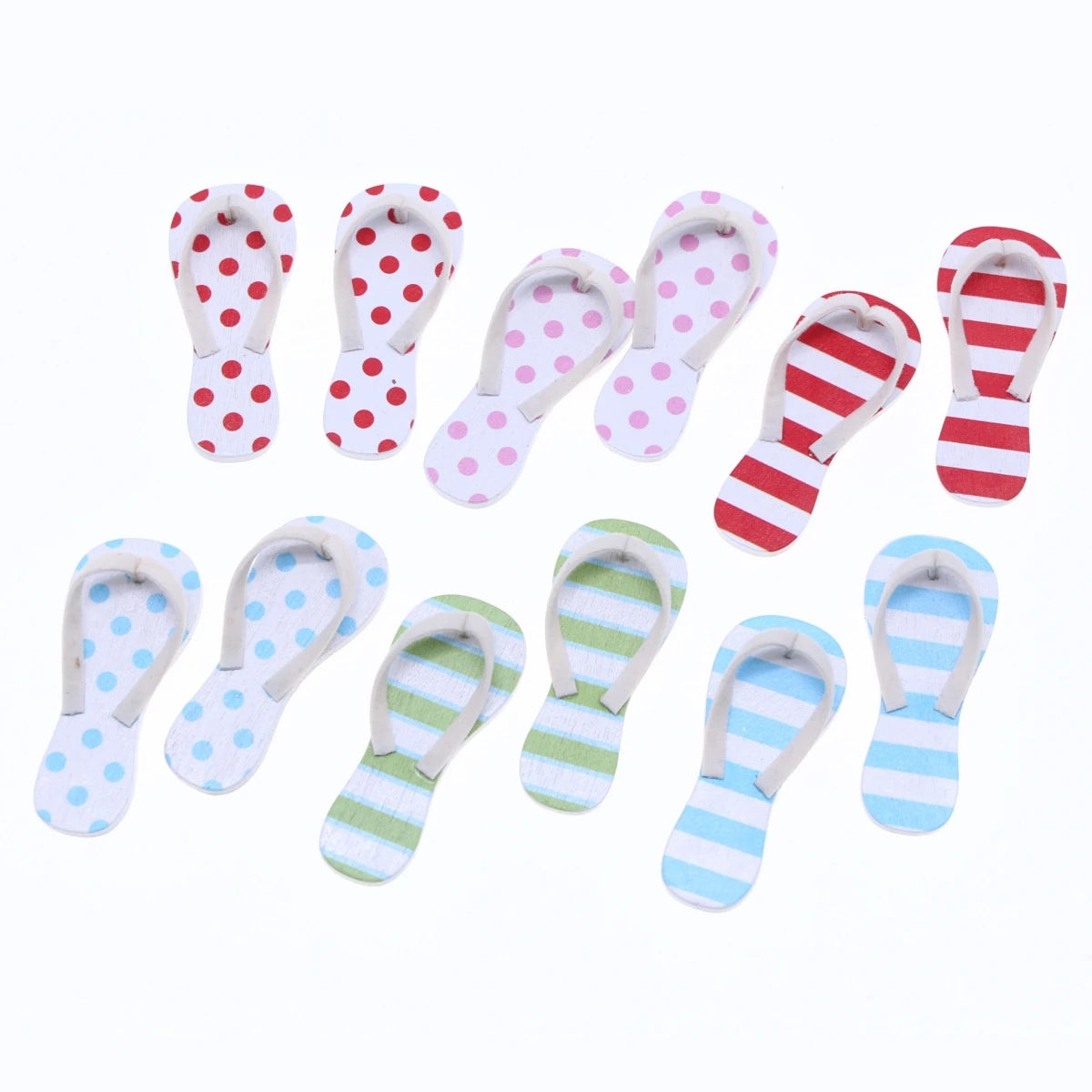 Dollhouse Miniauture Wooden SpringSummer Flip Flops Mini Shoes Casual Garden Figurines Wedding Beach Pool Party Hawaiian Sandal