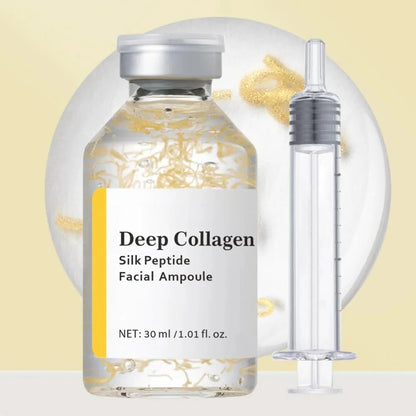Anti-Aging Face Ampoule Collagen Silk Peptide Serum, Skin Tightening Lifting Boost Elasticity Fade Fine Lines Wrinkles Facial