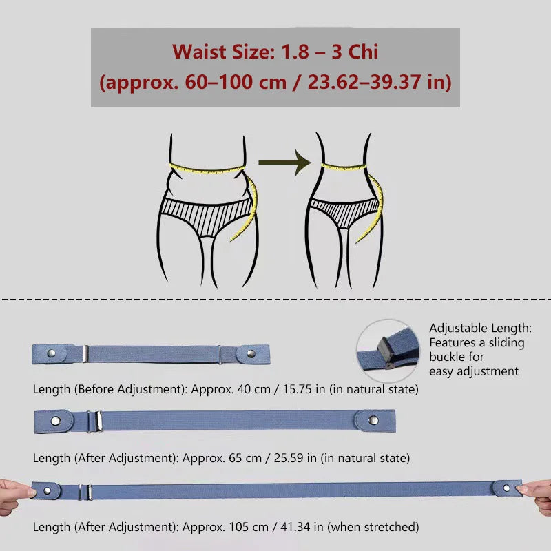 Elastic Adjustable Invisible Waist Belt Canvas Buckle-free Belt For Women Men No Buckle Easy Wear For Jeans Pants Dress