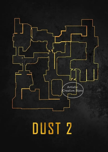 Cs Go Maps Poster First Person Shooter Game Dust 2 Nuke Map Black Print Canvas Painting Wall Pictures for Game Room Wall Decor