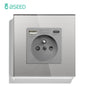 BSEED France Standard Single Wall French Socket Double Power Plug With White Black Gloden Crystal Glass Panel 16A 110V-250V