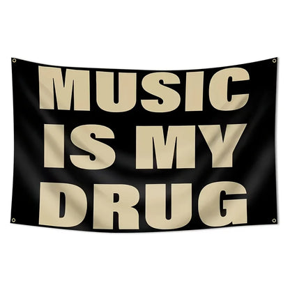 VIKAMA Music Is My Drug Personality Quotation Tapestry Music Lover Bedroom Music Studio Hanging Cloth Home Decoration