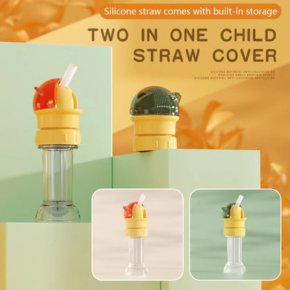 2-in-1 Children's Straw Lid,Reusable Leakproof Water Bottle Cap for Boys Girls,Portable Anti-Choking Spout Cap with Straw