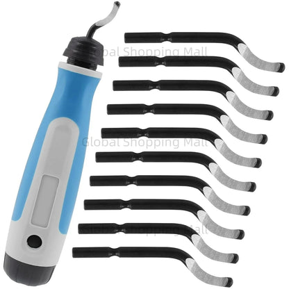Deburring Tool Kit NG1000 Edge Deburring Cutter Set Plastic Handle & 11pcs BS1010 Blades Burr Remover for Metal Plastic Wood