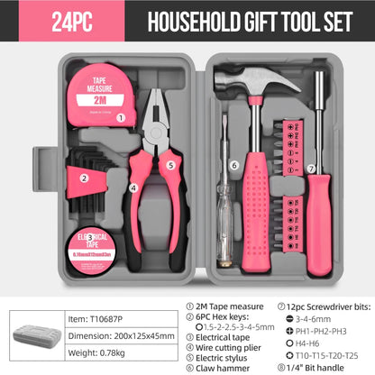 Hi-Spec 24pc Essential Home Tool Kit General Household Repair Hand Tool Set with Compact Storage Case for DIY Office Maintenance