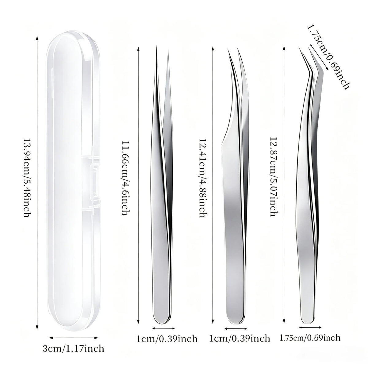 3pcs Professional Blackhead Tweezers - Ultra-Thin Tip, Stainless Steel Tweezers for Whiteheads, Ingrown Hairs And Facial Removal