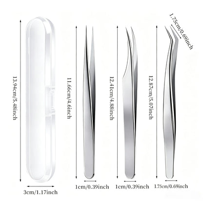 3pcs Professional Blackhead Tweezers - Ultra-Thin Tip, Stainless Steel Tweezers for Whiteheads, Ingrown Hairs And Facial Removal