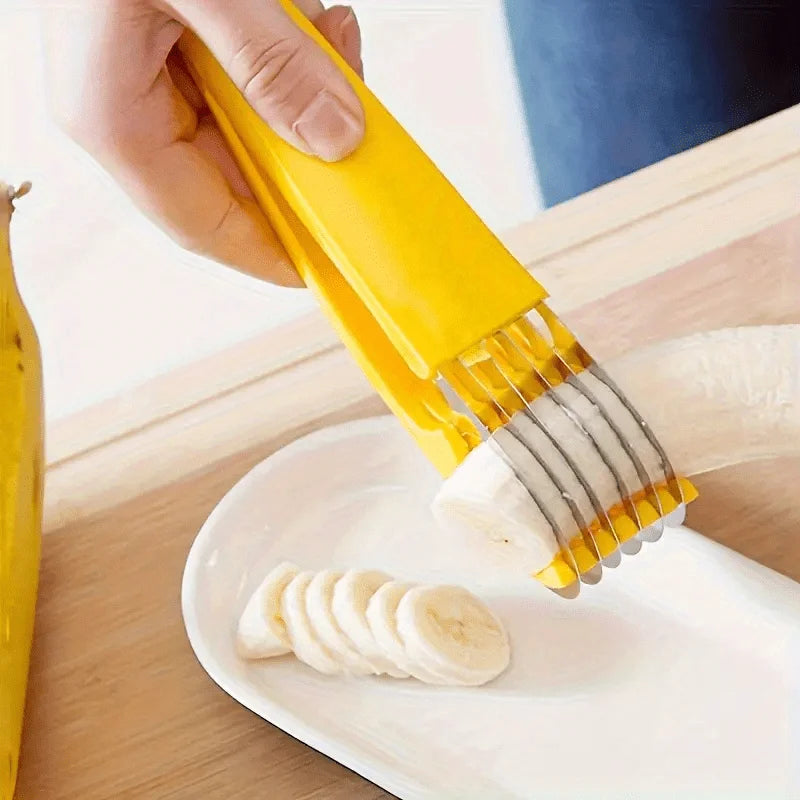 1pc Stainless Steel Manual Slicer - Food-Safe, Easy-to-Use, Round Blade for Bananas, Cucumbers & More - Durable Kitchenware