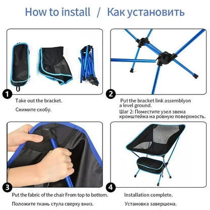 Folding Camping Chair Travel Ultralight Beach Accessories Playa Fishing Lightweight Portable Outdoor Foldable Furniture