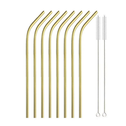 5/10Pcs Reusable Drinking Straw 304 Stainless Steel Straws Straight Bent Metal Straw with Cleaner Brush Pouch Wholesale