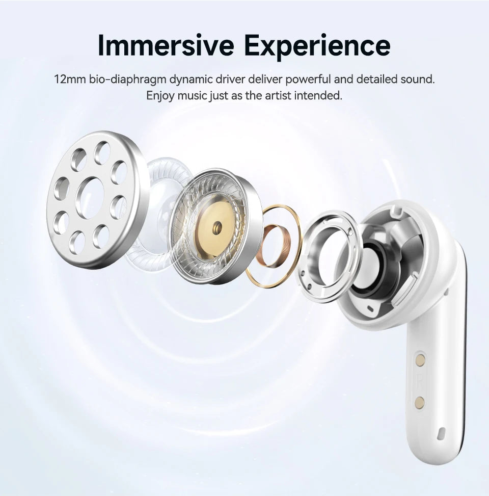 QCY Melobuds N50 ANC Bluetooth 5.4 Słuchawki Bezprzewodowe z Aktywną Redukcją Szumów 6 Mikrofonów Czyste Połączenia Wielopunktowe