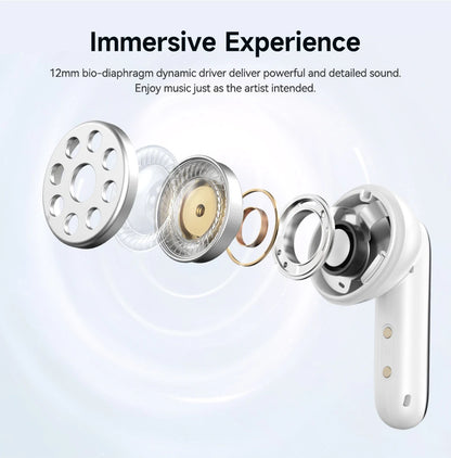 QCY Melobuds N50 ANC Bluetooth 5.4 Słuchawki Bezprzewodowe z Aktywną Redukcją Szumów 6 Mikrofonów Czyste Połączenia Wielopunktowe